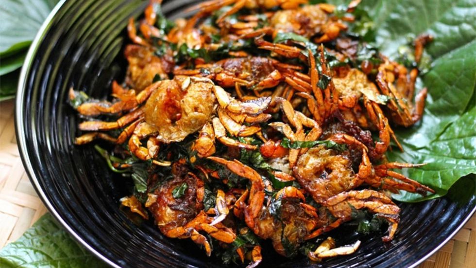 Cua đông rang lá lốt Ninh Bình